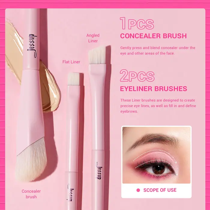 Set de pinceaux Jessup pour ombres à paupières Pinceau maquillage yeux rose Pinceau Correcteur Premi