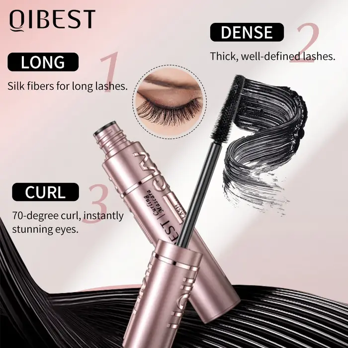 QIBEST nouvelle Fiber de soie Mascara noir imperméable longue durée Extension cils allongement Curling