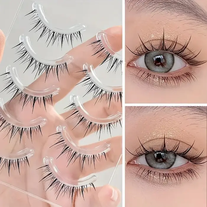 5 paires de faux cils transparents en forme de vague pour extension - réutilisables