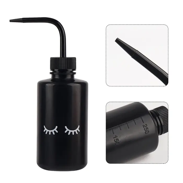 Bouteille de nettoyage de cils Falsh avec Logo de cils de 250ml, nettoyant à bec incurvé, arrosoir, 