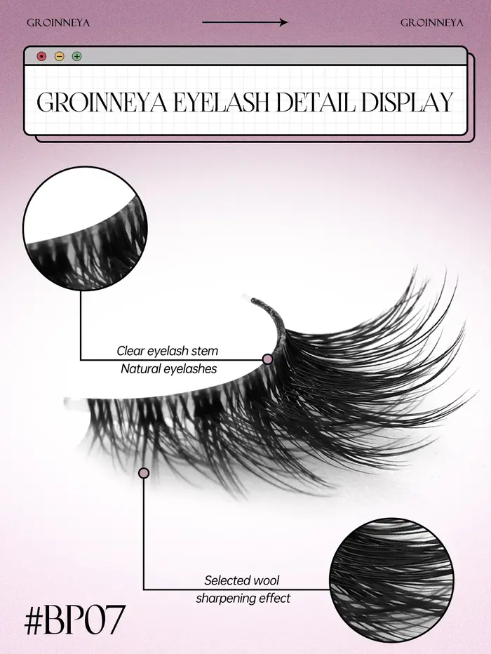 GROINNEYA Les cils œil de chat créent un look naturel Demi-cils avec extrémités ailées