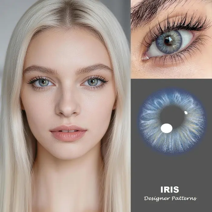 Visuashow Iris Lentilles de contact colorées bleues naturelles de conception coréenne