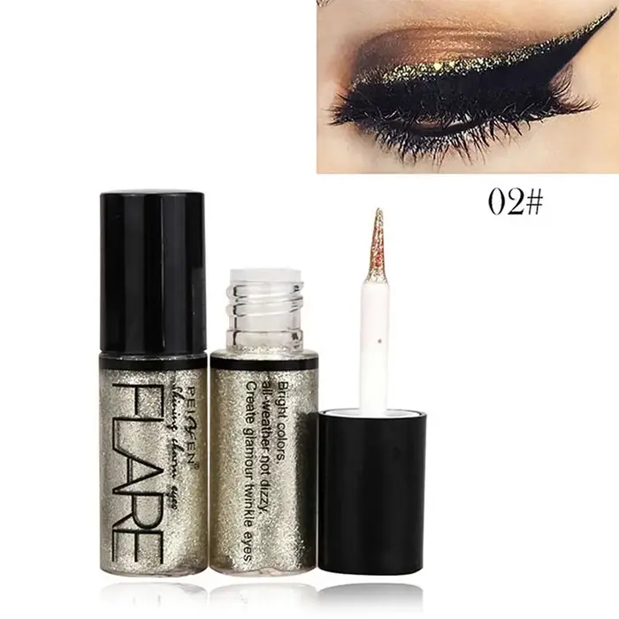 Professionnel nouveau brillant Eye Liners cosmétiques pour femmes Pigment argent Rose or couleur liquide paillettes Eyeliner maquillage beauté