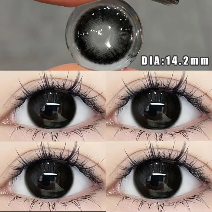 YIMEIXI 2 pièces lentilles de Contact de couleur noir de grand diamètre pour les yeux beauté élève lentille de maquillage annuel naturel avec dioptrie de myopie nouveau
