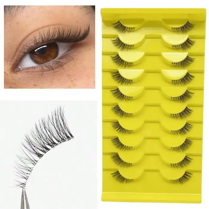 Dix paires de demi-cils, faux cils naturellement doux et résistants à la transpiration pour novices 
