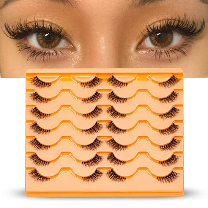 Faux cils en vison synthétique naturels, effet plumeux, pour extension de cils et maquillage