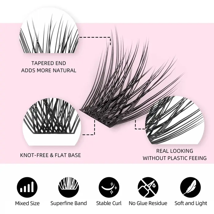 Bricolage 144 cils en grappe YUANZHIJIE livraison gratuite faisceau segmenté naturel C/D Curl cils d