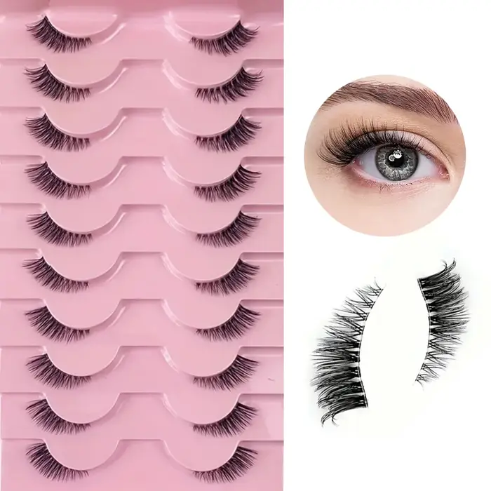 10 paires demi-cils aspect naturel vaporeux moelleux oeil de chat Look