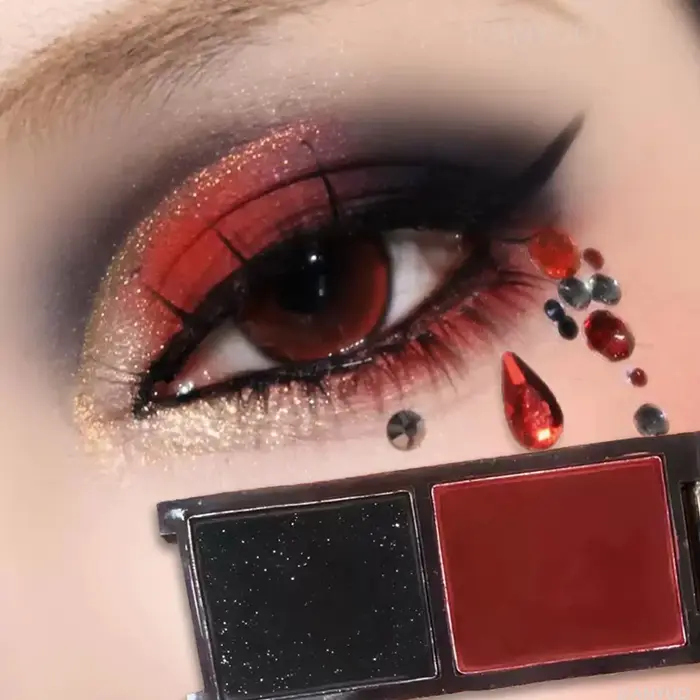 Palette de fards à paupières bicolore noir et rouge