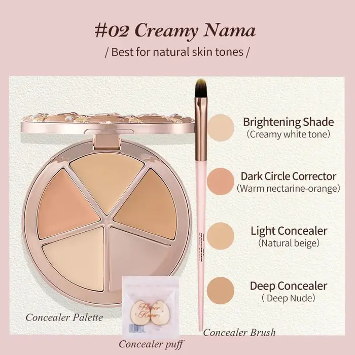 FLOWER KNOWS THE SWEETIE BEAR Palette anti-cernes 4 couleurs éclaircissante couvrant les cernes fond de teint contour