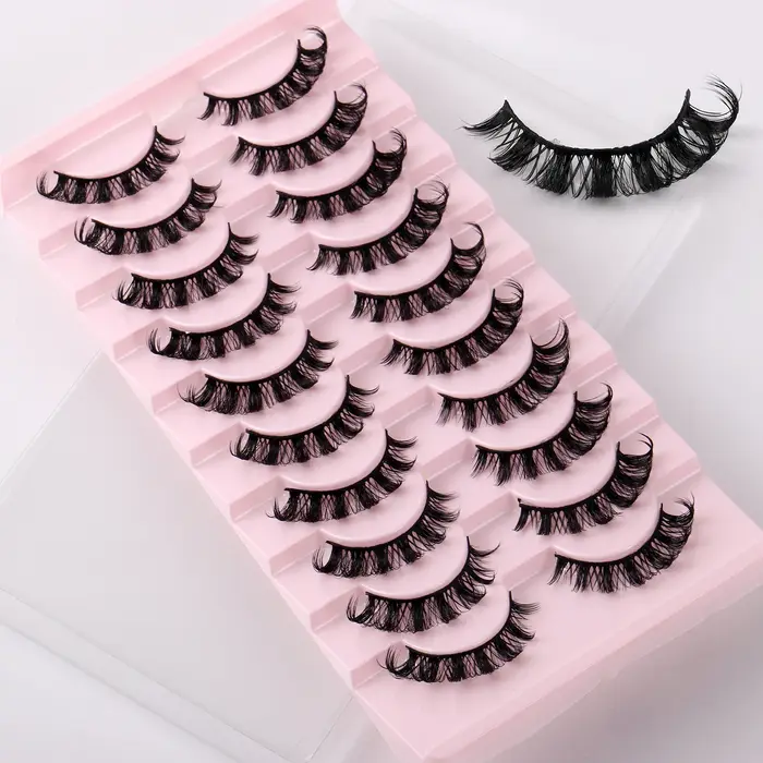 10 paires de faux cils à bande russe D Curl, aspect naturel, Volume moelleux, cils russes vaporeux,