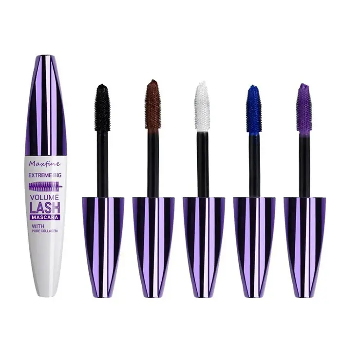 Mascara Volumisant et Courbant Imperméable Coloré Arc-en-ciel Violet Bleu Noir Blanc Non-écaillant pour Cils Longue Durée