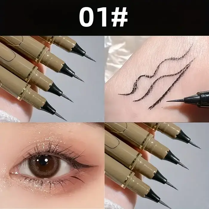 Eyeliner liquide imperméable 4 couleurs pointe ultra fine maquillage coréen longue durée facile pour les débutants noir brun thé froid marron