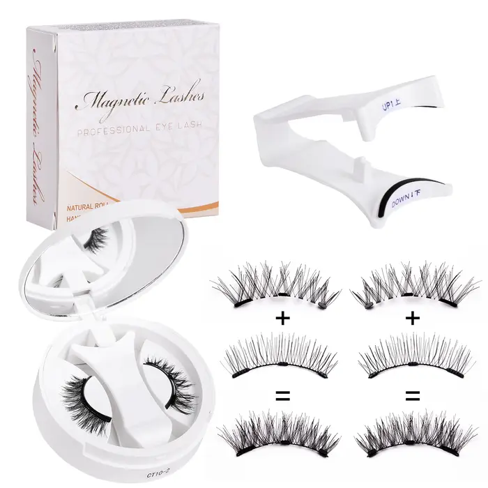 Ensemble de cils magnétiques : faux cils réutilisables sans colle, design bouclé ultra naturel et ét