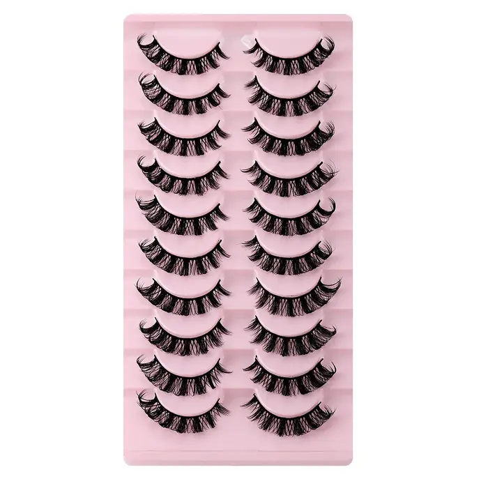 10 paires de faux cils à bande russe D Curl, aspect naturel, Volume moelleux, cils russes vaporeux,