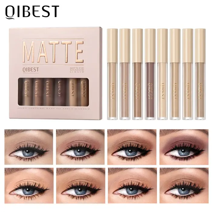 QIBEST fard à paupières liquide crème maquillage pour les yeux lisse longue durée imperméable fard à