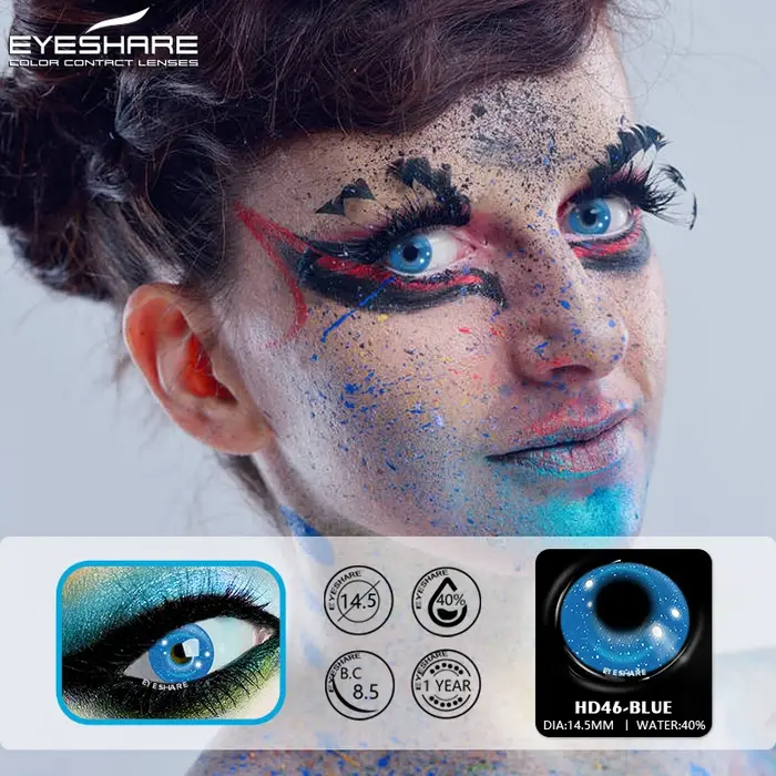 EYESHARE 1 paire de lentilles de contact Halloween pour les yeux Cosplay lentilles multicolores pour les yeux lentilles de contact jaunes lentilles bleues annuelles