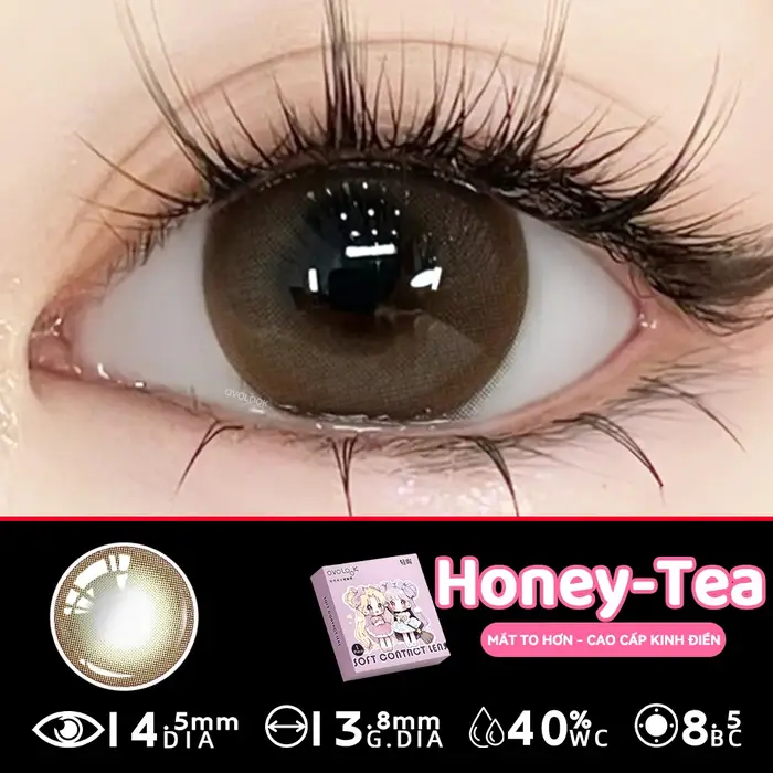 OVOLOOK Golden Nectar Honey Tea Lentilles de contact brunes demi-annuelles 14,5 mm Ambre Chaud pour 