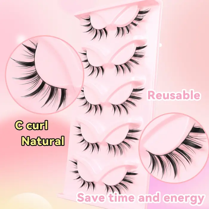 5 paires de faux cils inclinés en forme de renard
