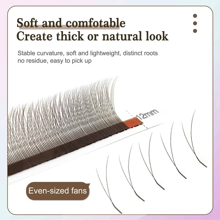 CoMango mix 8-12/8-15mm brun extension de cils 2D forme V faux cils premade fans soft light natural 