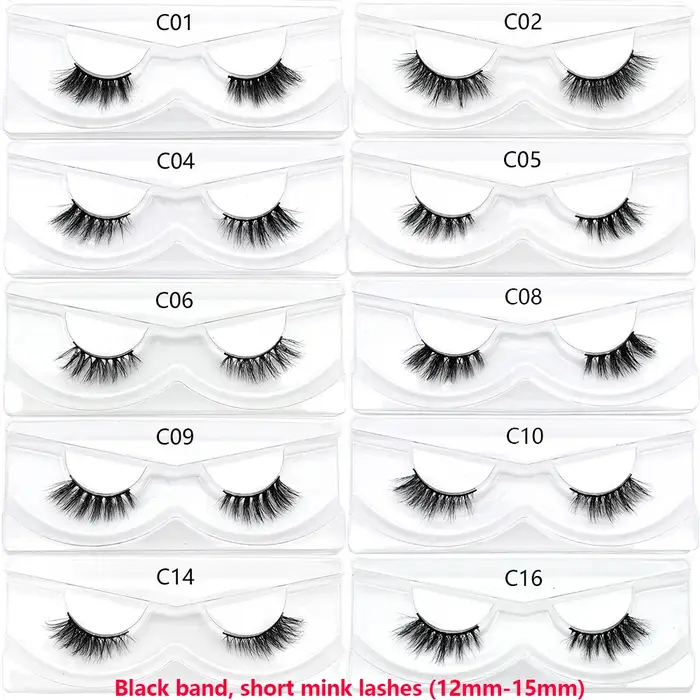 Demi-cils en vison, cils artificiels doux et moelleux