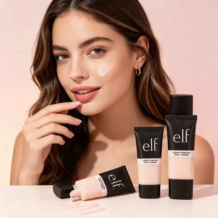 e.l.f. Base de maquillage liquide à texture crème, minimisant les pores, contrôle de l'excès de sébum, pour une peau impeccable.