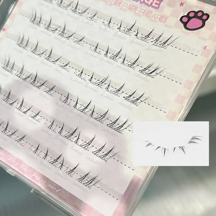 3/6/10 rangées Dense moelleux yeux de chat bande dessinée faux cils inférieurs Extension aspect naturel Curling grappe