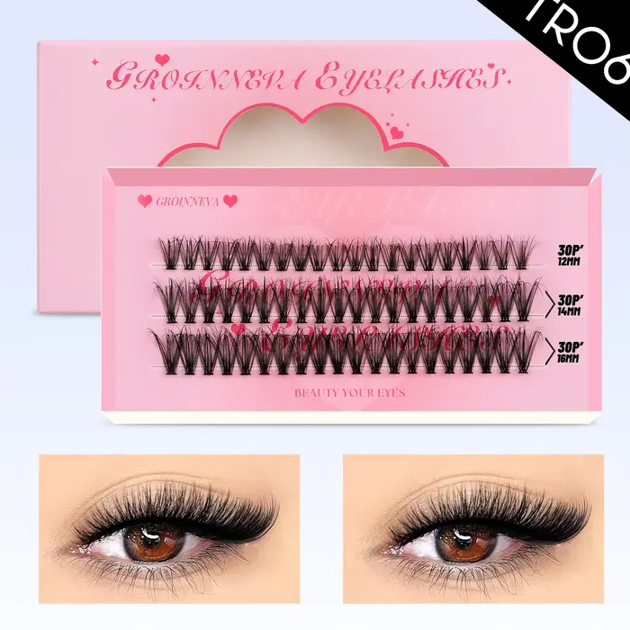 Lasvirey Kit de faux cils en touffes à faire soi-même : extensions
