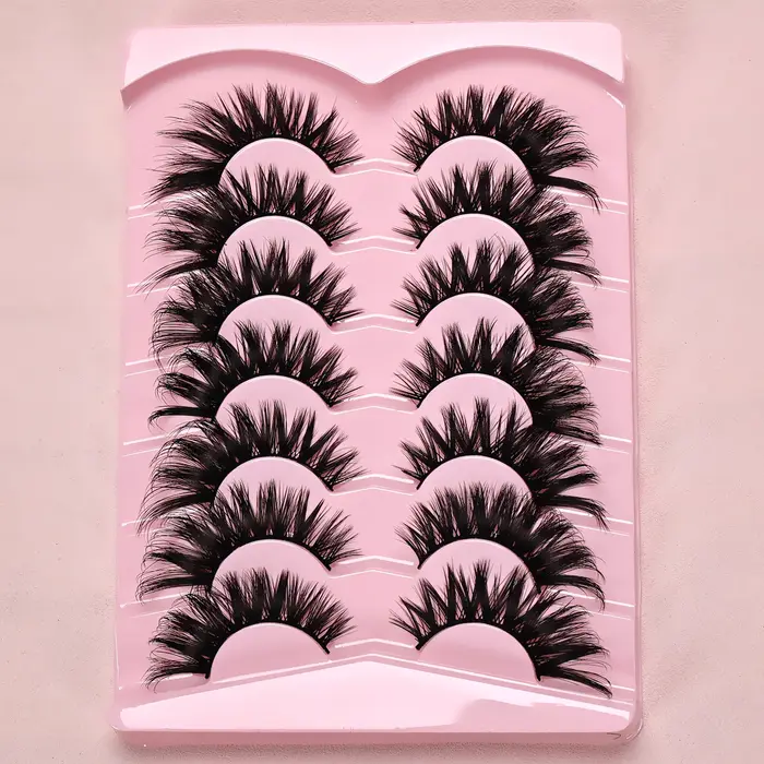 7 paires de faux cils œil de chat dramatiques-cils d'aspect naturel allongé cils de Faux vison doux 