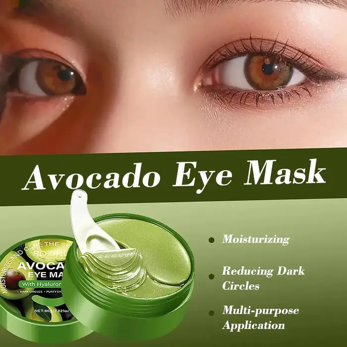 Masque pour les yeux à l'avocat, masque hydratant pour les yeux, réduit les cernes et les poches, patchs pour les yeux lissants et hydratants pour les soins quotidiens des yeux