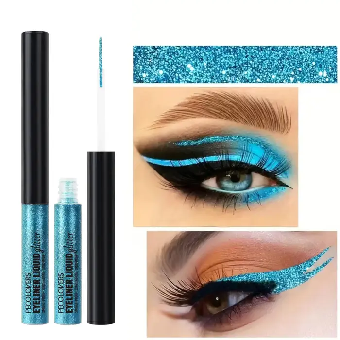 1PC Eyeliner bleu ciel avec des couleurs nacrées éblouissantes et des effets scintillants