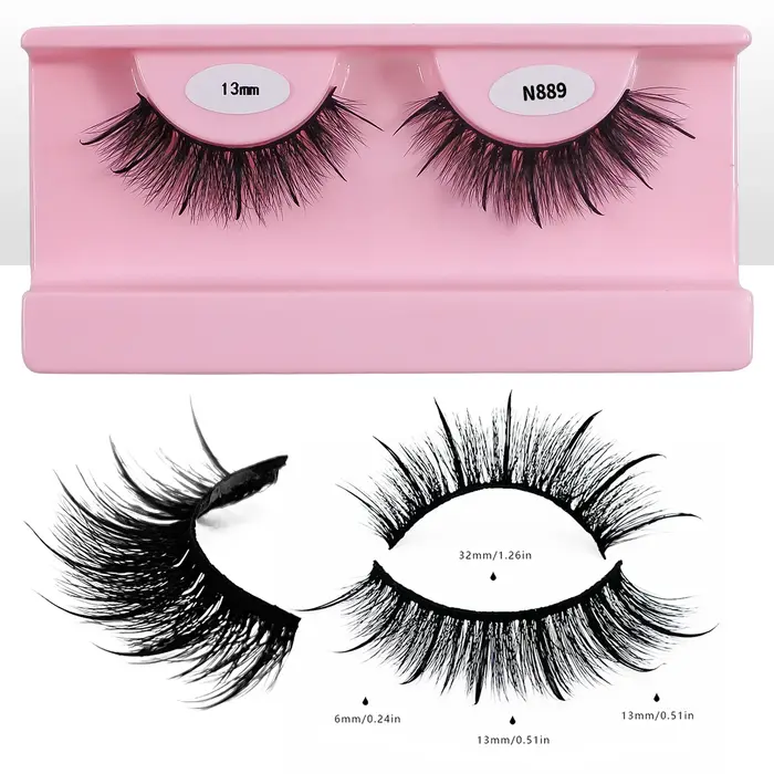 REDSIREN Faux cils en vison pointes vaporeux épais naturel pleine bande
