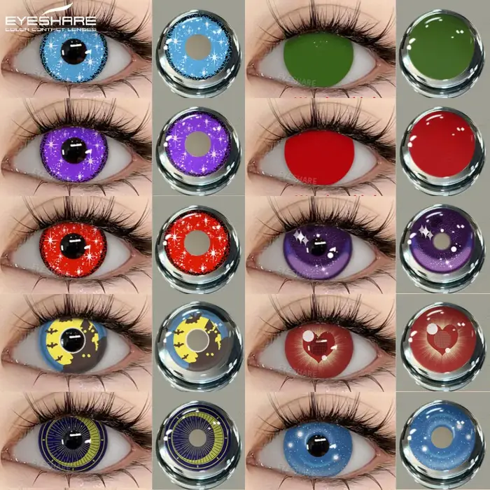 EYESHARE 1 paire de lentilles de contact Halloween pour les yeux Cosplay lentilles multicolores pour les yeux lentilles de contact jaunes lentilles bleues annuelles