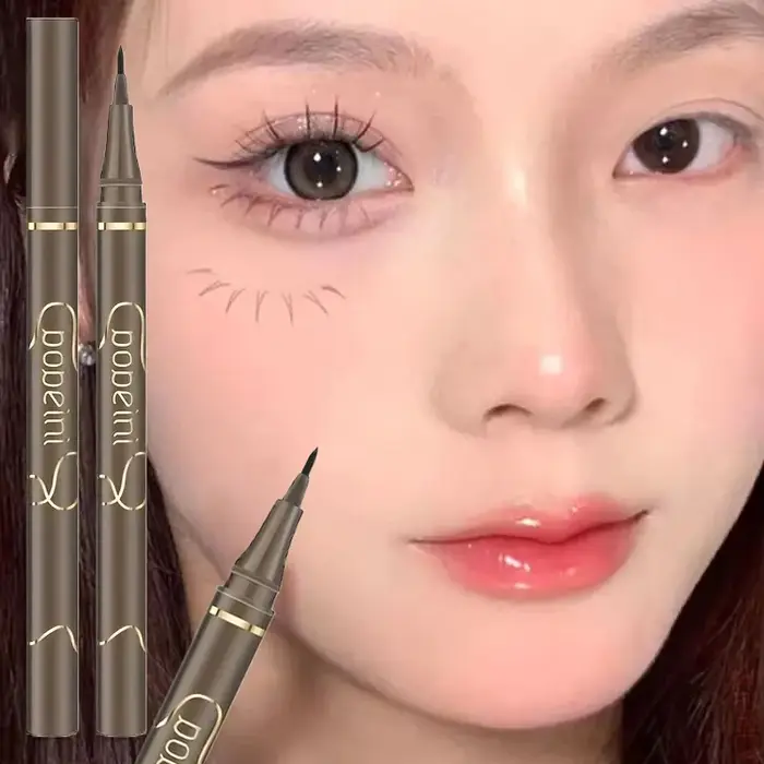Eyeliner liquide imperméable 4 couleurs pointe ultra fine maquillage coréen longue durée facile pour les débutants noir brun thé froid marron