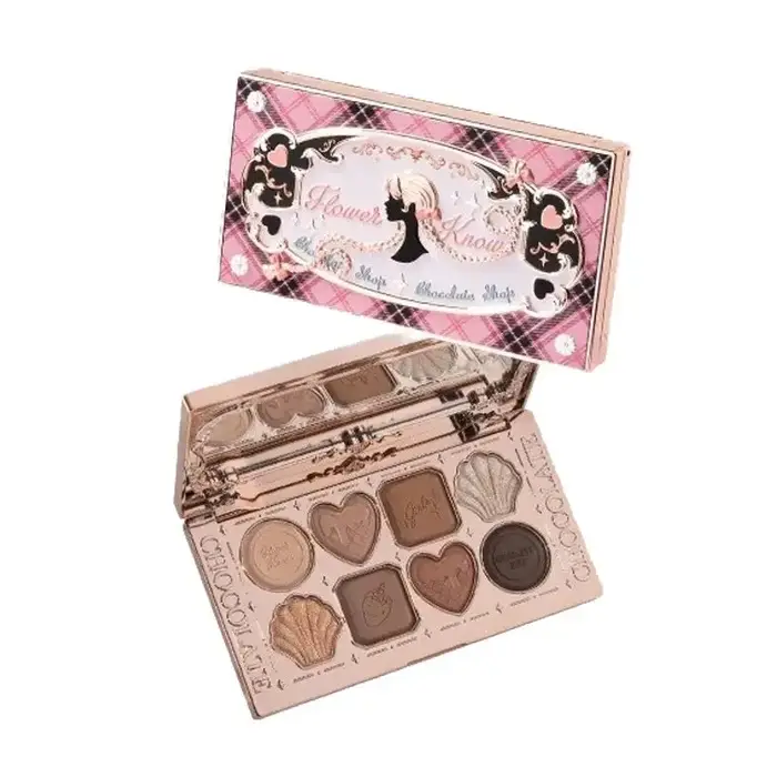 Flower Knows Chocolate Shop Palette de fards à paupières hautement pigmentée Shimmer Mat Glitter Ombre