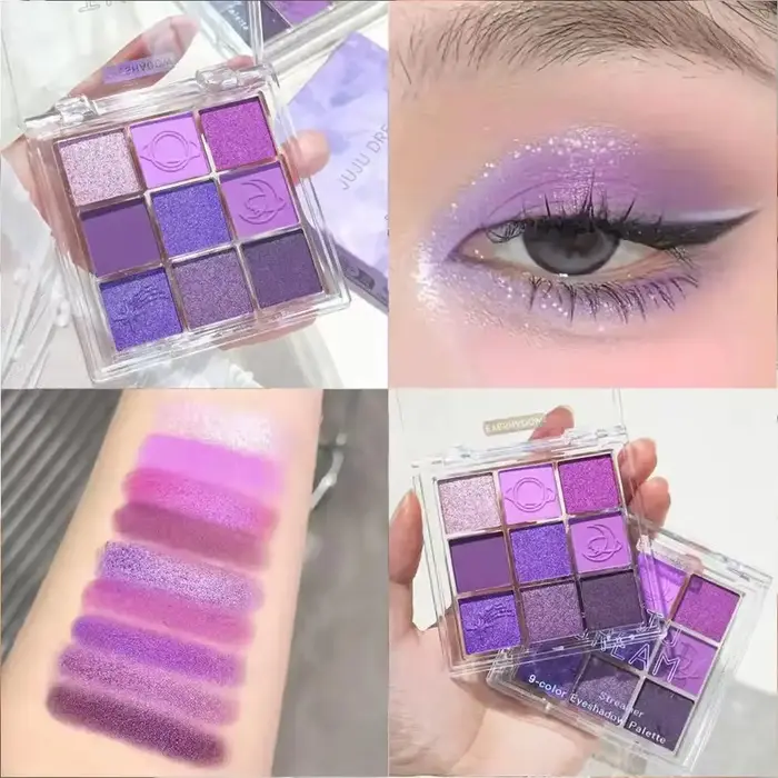 Palette de fards à paupières violets et roses