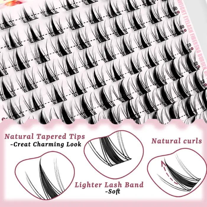 EIMNY 140PCS Little Hare Manga Cluster Lash Set