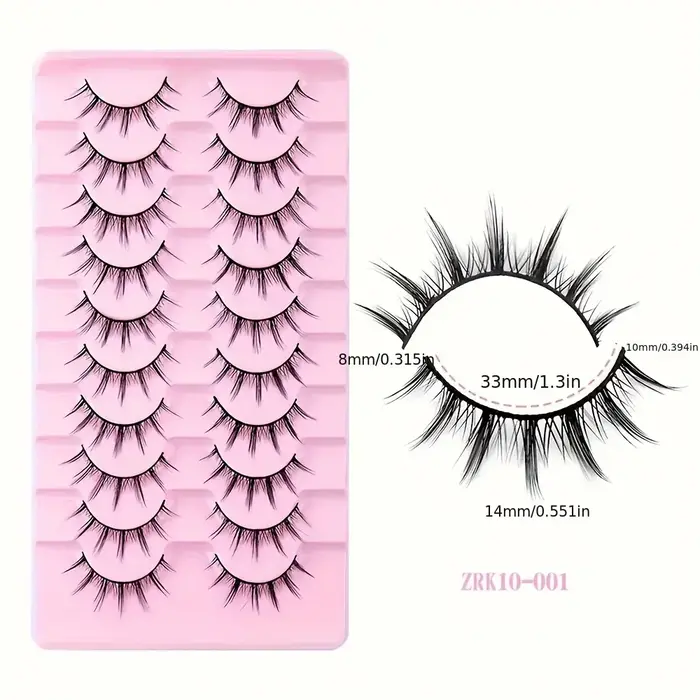 10 paires de faux cils de style anime diabolique