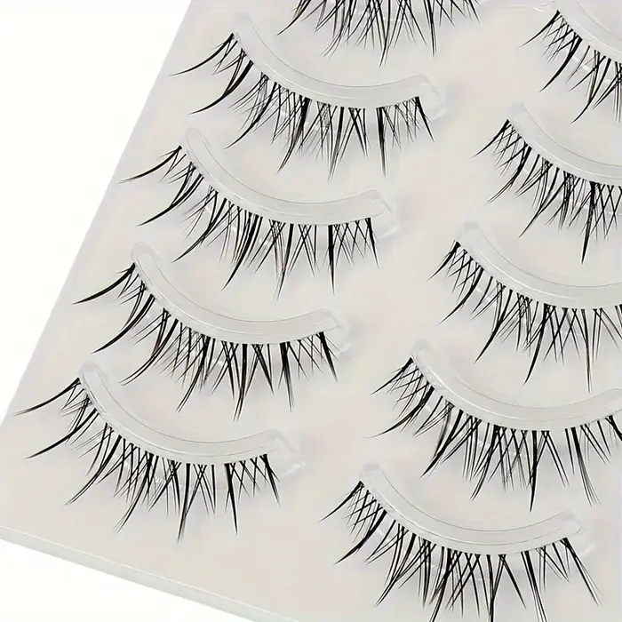 5 paires de faux cils transparents en forme de vague pour extension - réutilisables