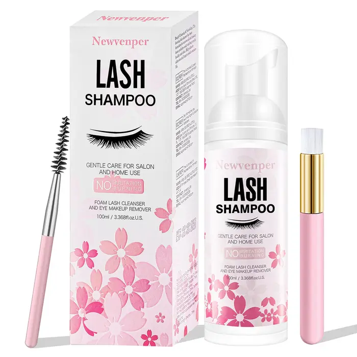 Shampoing pour cils 100ML + brosse et baguette de Mascara nettoyage moussant pour les paupières