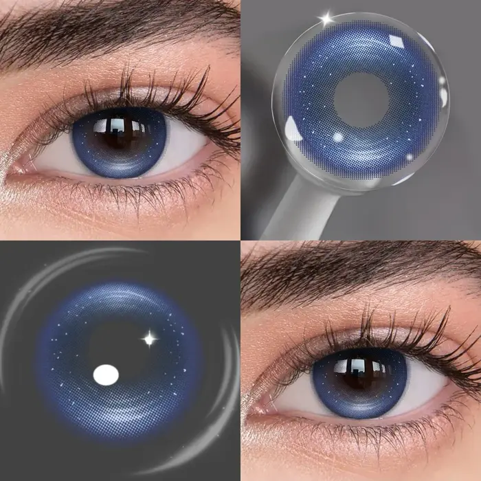 Visuashow Iris Lentilles de contact colorées bleues naturelles de conception coréenne