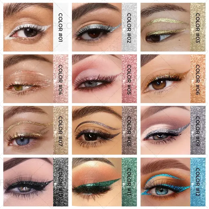 Crayon Eyeliner liquide métallique à paillettes imperméables