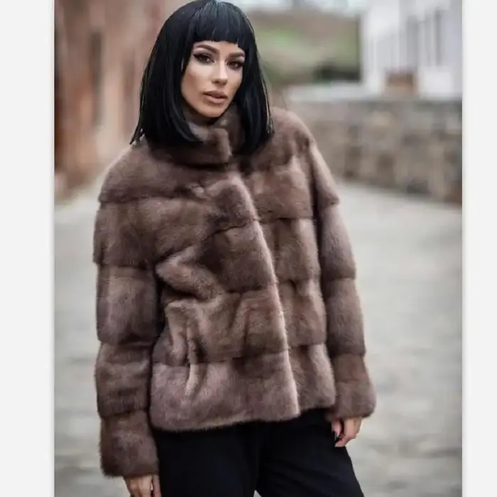 Manteau en fourrure de vison véritable pour femmes