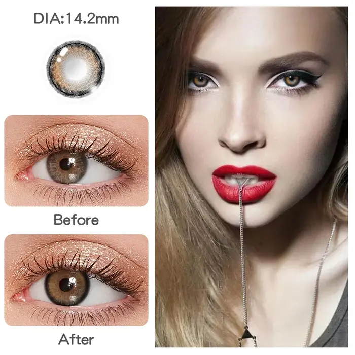 1 paire/2 pièces lentilles marron naturel de mode 14mm