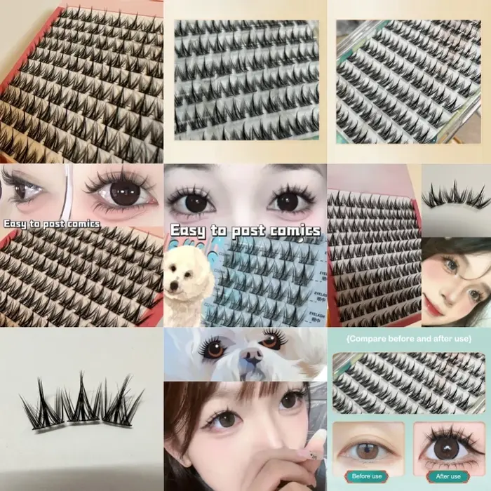 Faux-cils série chiot, grappes simples