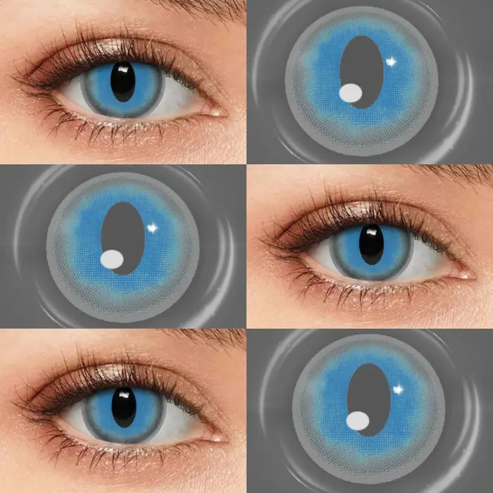 Visuashow Iris Lentilles de contact colorées bleues naturelles de conception coréenne