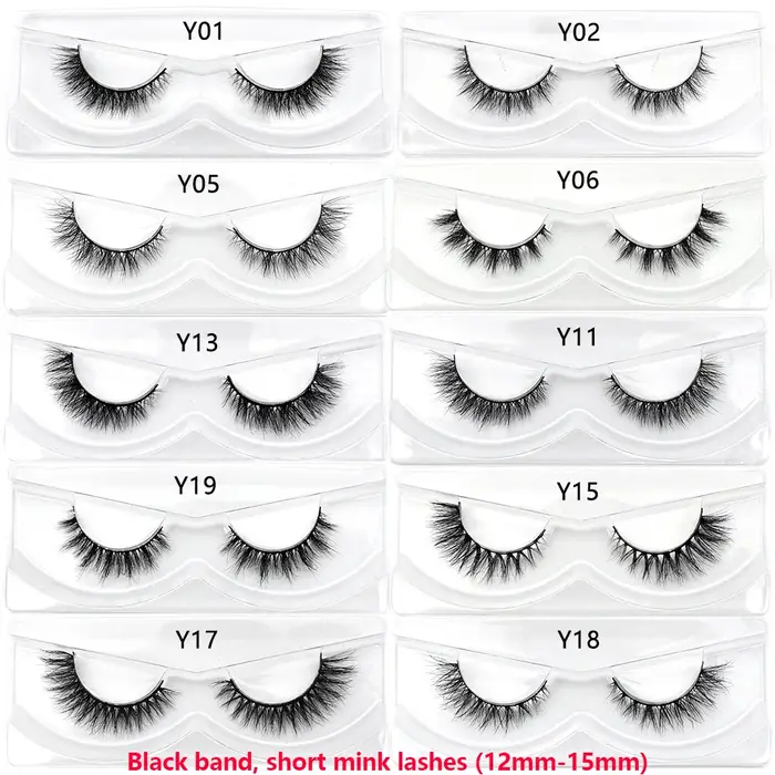 Demi-cils en vison, cils artificiels doux et moelleux