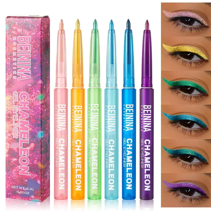 6 couleurs caméléons Eyeliner perle métallique brillant fard à paupières