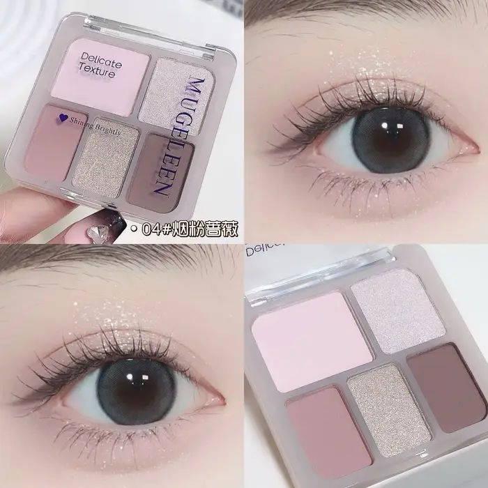 Palette de fards à paupières, 5 couleurs, Nude, Beige, rose, maquillage pour les yeux, gris argenté,