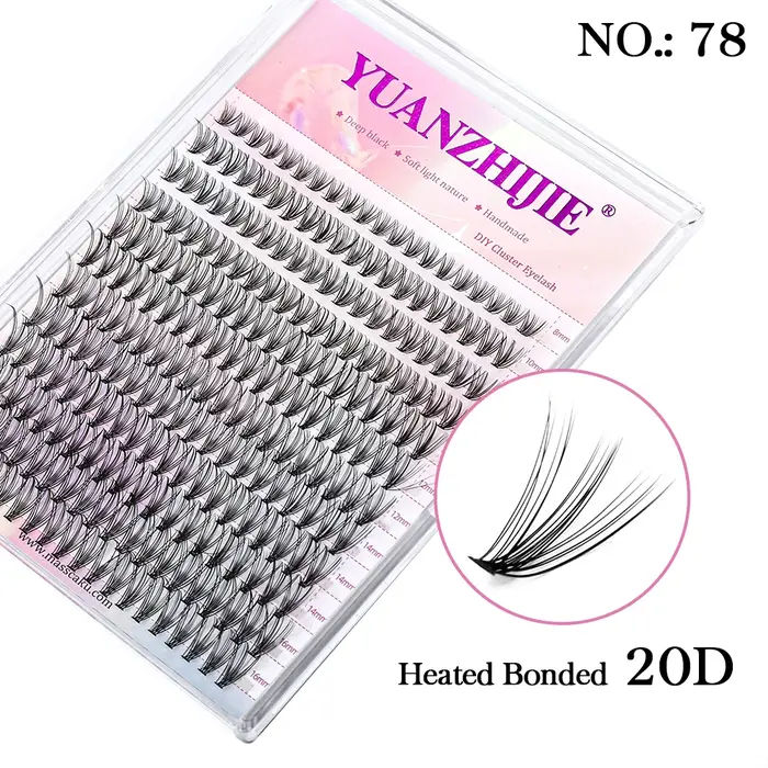 10 étuis/lot YUANZHIJIE grappes de cils sans nœuds 100%